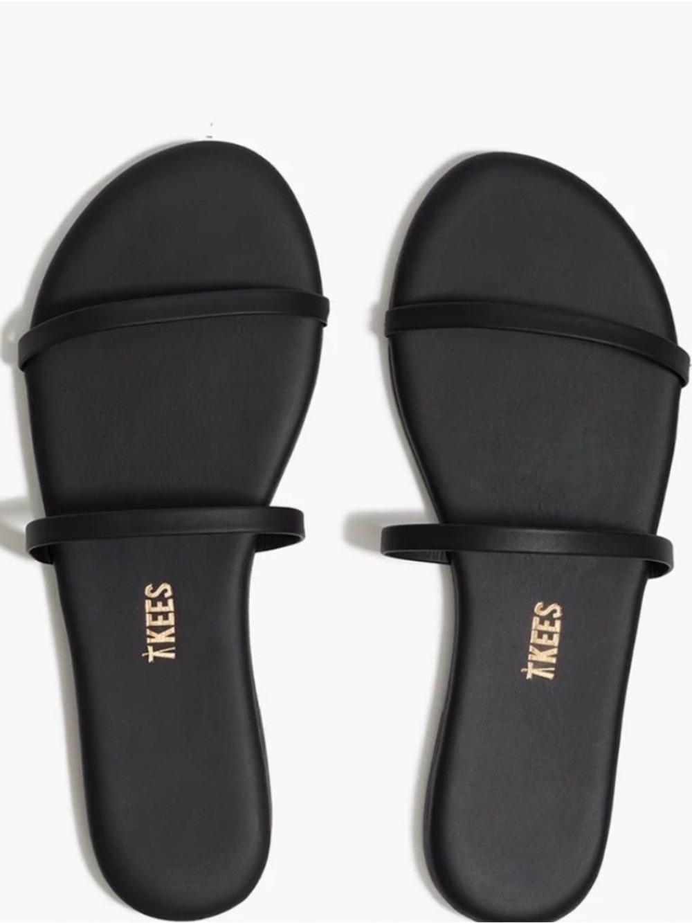 TKEES Black Double-Strap Minimalist Slide Sandals